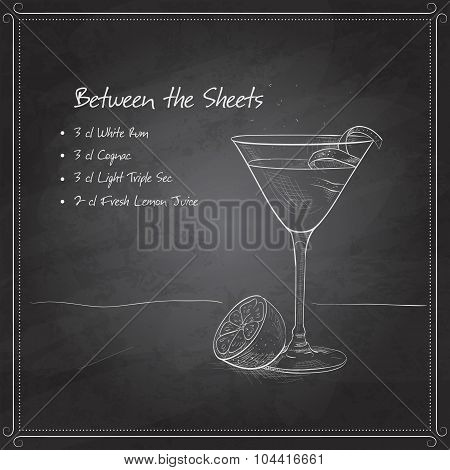 coctail Between the Sheets on black board