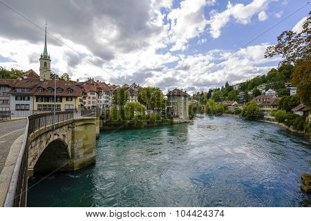 The River Aare Flows Through The City Of Bern