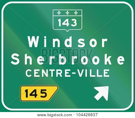 Highway Exit Sign In Canada