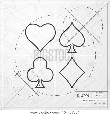 Vector game cards icon. Epsclassic blueprint of0