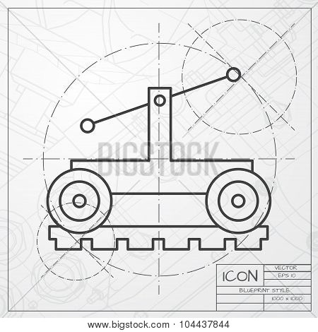 Vetor color flat trolley icon. Epsclassic blueprint of0