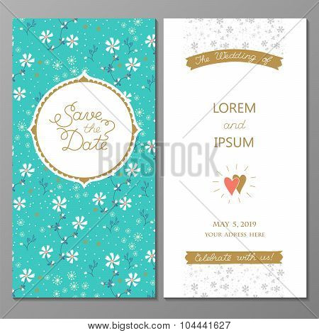 Vintage Vector Card Or Invitation. Save the date concept.