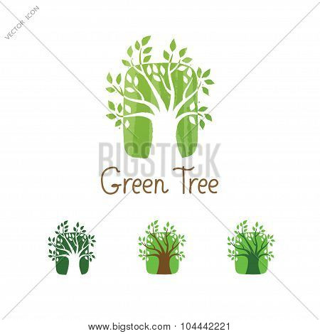 Green Tree Vector Logo Design. Garden Concept. Eco Icon.
