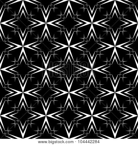 Abstract Black And White Seamless Vector Pattern With Stars.