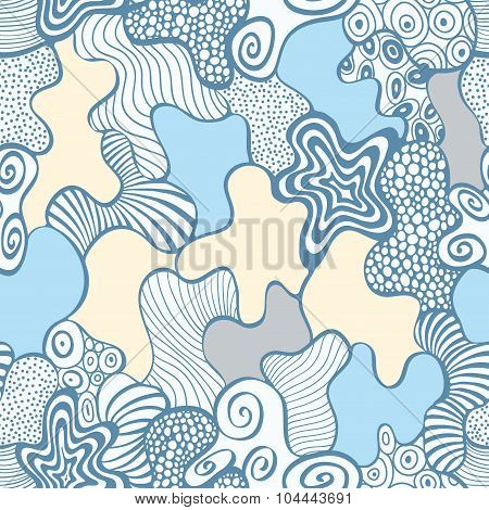Vector Seamless Pattern With Blue Ornament.
