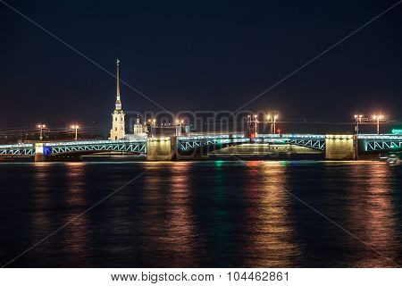 Beautiful night view of Saint-Petersburg, Russia