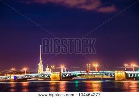 Beautiful night view of Saint-Petersburg, Russia