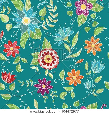 Seamless Pattern With Flowers