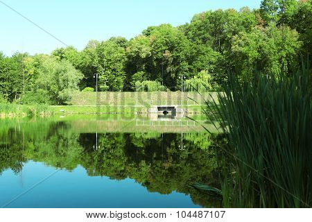 Lake in park Feofania. Kiev, Ukraine