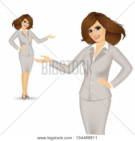 businesswoman showing something