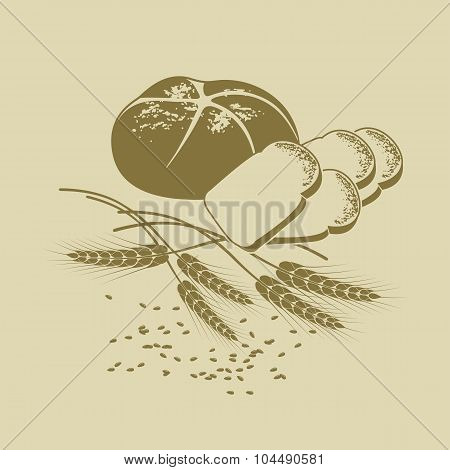 Vector Illustration Of Rye Bread, Toast Bread And Cereals