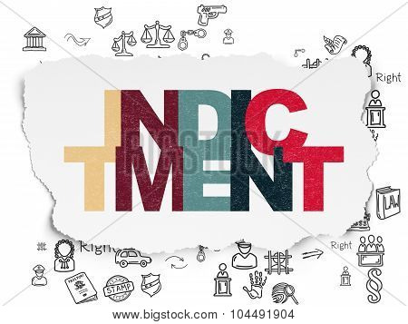 Law concept: Indictment on Torn Paper background