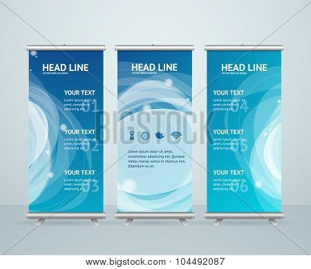 Roll Up Banner Stand Design. Vector