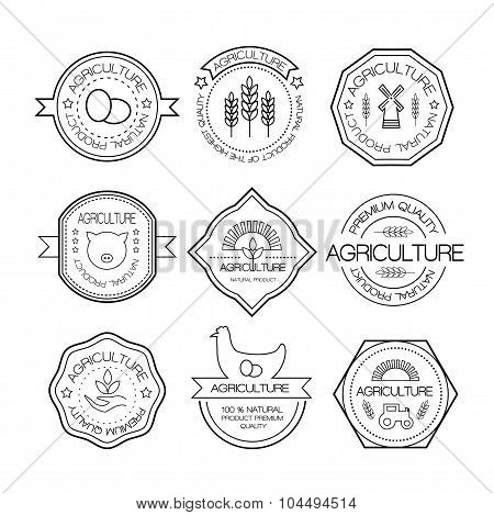 Agriculture And Farming Logos In Linear Style