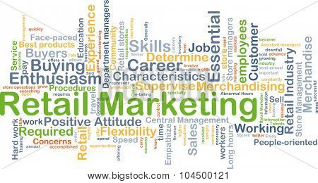 Background concept wordcloud illustration of retail marketing
