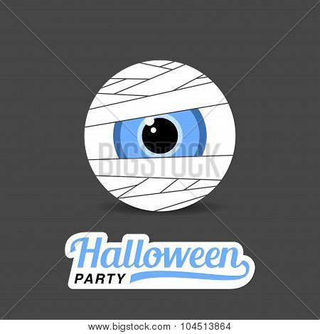 Illustration Halloween mummy eyes with stylish text.