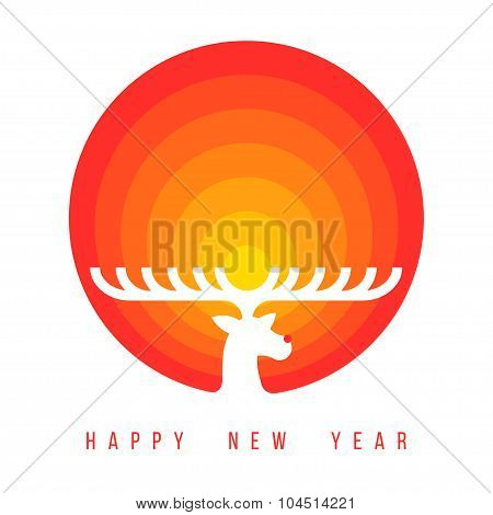Icon symbol of Christmas reindeer wished a happy new year.