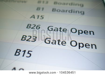 DUBAI, UAE - JUNE 04, 2014: close up shot of timetable screen in Dubai International Airport Terminal 3. Dubai International Airport Terminal 3 is an airport terminal at Dubai International Airport