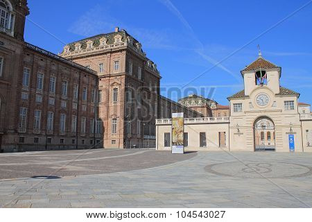 VENARIA REALE, IT - AUGUST 20, 2015: Facade of Venaria Reale Palace