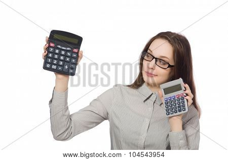 Woman in business concept isolated on white