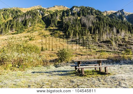 Place To Rest On A Trail In The Mountains
