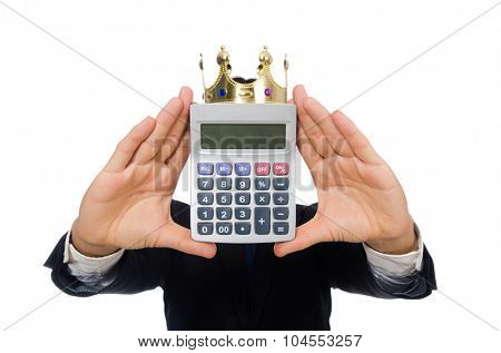 Funny man with calculator and abacus