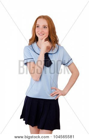 Schoolgirl isolated on the white