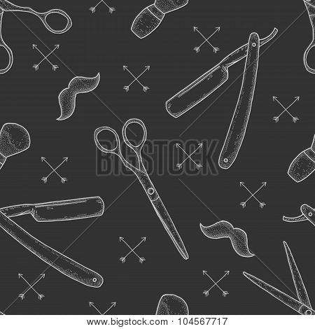 Vintage Barber Shop Seamless Pattern