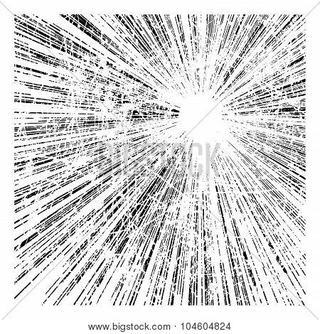 Illustration Vector Abstract Speed Motion Black Lines ,with Circle In The Middle, Grunge Stamp Style