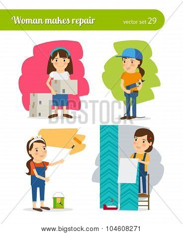 Woman making repairs