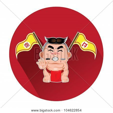 Modern flat icon of sherman for nine emperor gods festival