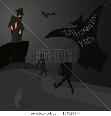Halloween_Party - grey tones silhouette
