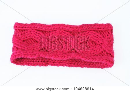 Knitted Bandage On His Head On White Background
