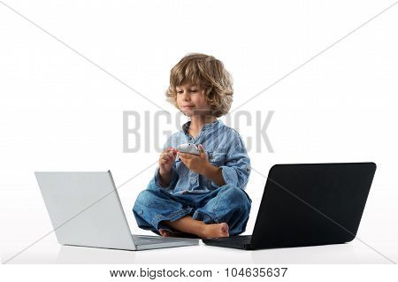 Little boy with laptos
