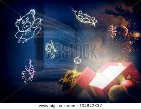 Concept Of Christmas Gifts For Children Horizontal Composition