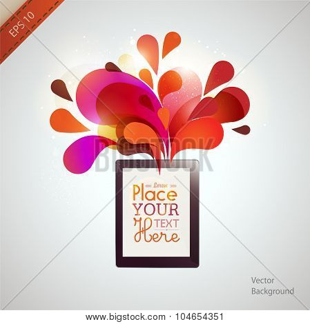 Vector illustration with tablet on light background.