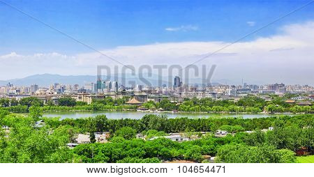 Jingshan Park,panorama Above On Beijing City.
