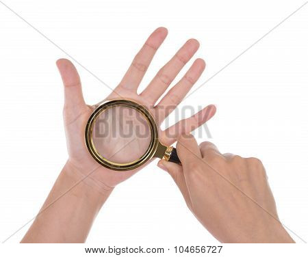 Palmistry, Hands And Magnifying