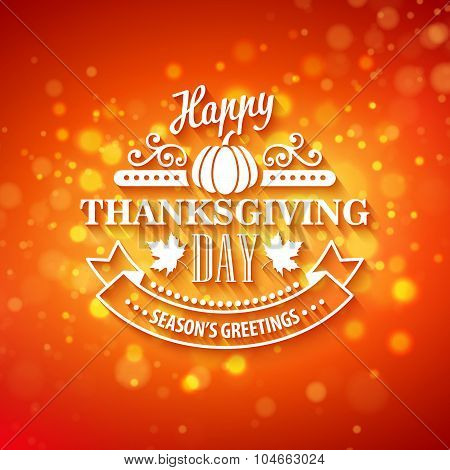 Vector typography design Thanksgiving  Blurred and boke autumn background