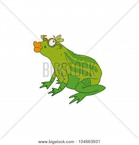 Princess Frog With Lips Colored Vector Sketch