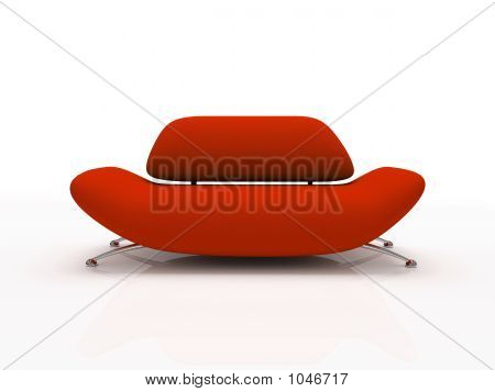 흰색 바탕에 빨간 소파 절연 3D