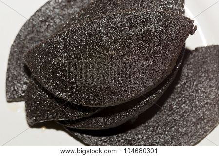 Swedish Blood Pudding On White Plate