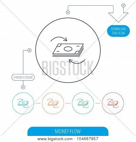 Money flow icon. Cash investment sign.