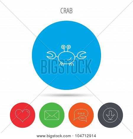 Crab icon. Cancer shellfish sign.