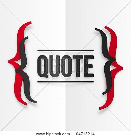 Red and black curly brackets with place for your text at white folded paper background