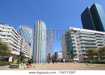 PARIS, FRANCE - SEP 12, 2014: Tower Tour Moretti in the heart of the business district La Defense in Paris