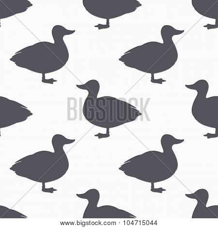 Farm bird silhouette seamless pattern. Duck meat