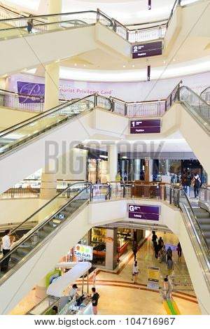 KUALA LUMPUR, MALAYSIA - APRIL 23, 2014: Suria KLCC shopping mall in Petronas Twin Towers. Suria KLCC is one of the largest shopping malls in Malaysia