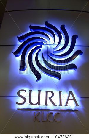 KUALA LUMPUR, MALAYSIA - APRIL 23, 2014: Suria KLCC shopping mall logo. Suria KLCC is one of the largest shopping malls in Malaysia