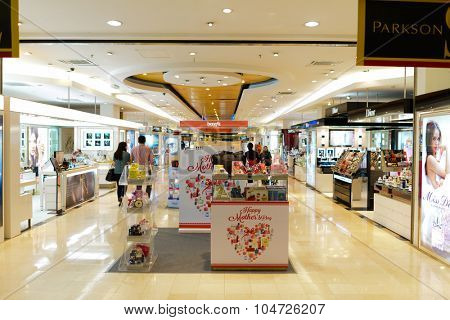 KUALA LUMPUR, MALAYSIA - APRIL 23, 2014: Suria KLCC shopping mall in Petronas Twin Towers. Suria KLCC is one of the largest shopping malls in Malaysia
